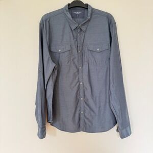 Calvin Klein Men's XL  Blue Pocket Front Long Sleeve Classic Fit Snap